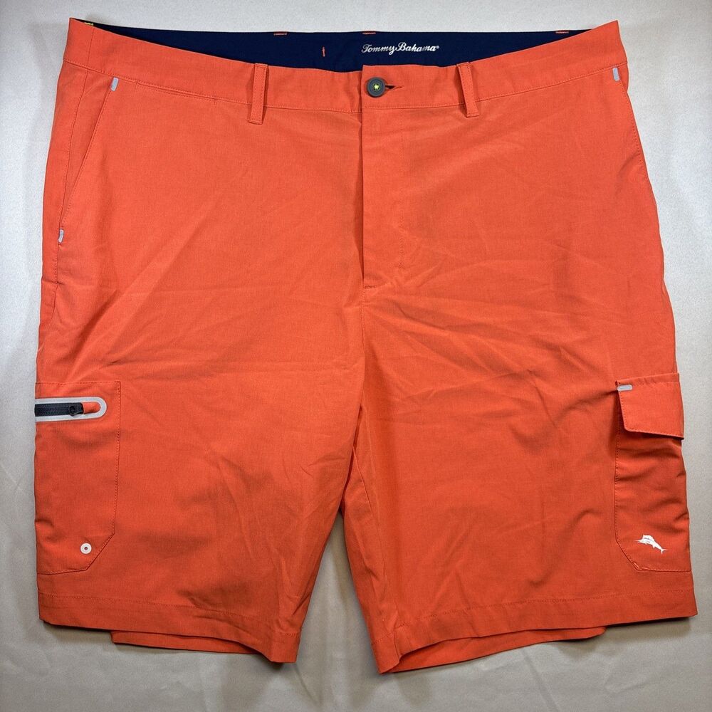 Tommy Bahama Cayman Isles Cargo Shorts Mens 42 Orange IslandZone Performance